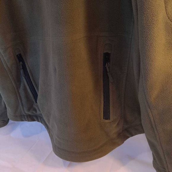 Tactical Series Men's Fleece Jacket Green Zipped Pockets Hooded Stretch Zipper L - Picture 4 of 9